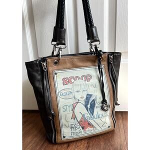 BRIGHTON Scoop Fashionista Collection Artist Tom Clancy Leather Tote Purse Bag